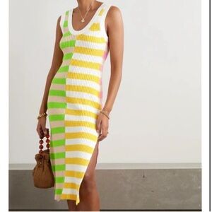 Staud Seashore Striped Ribbed Knit Dress